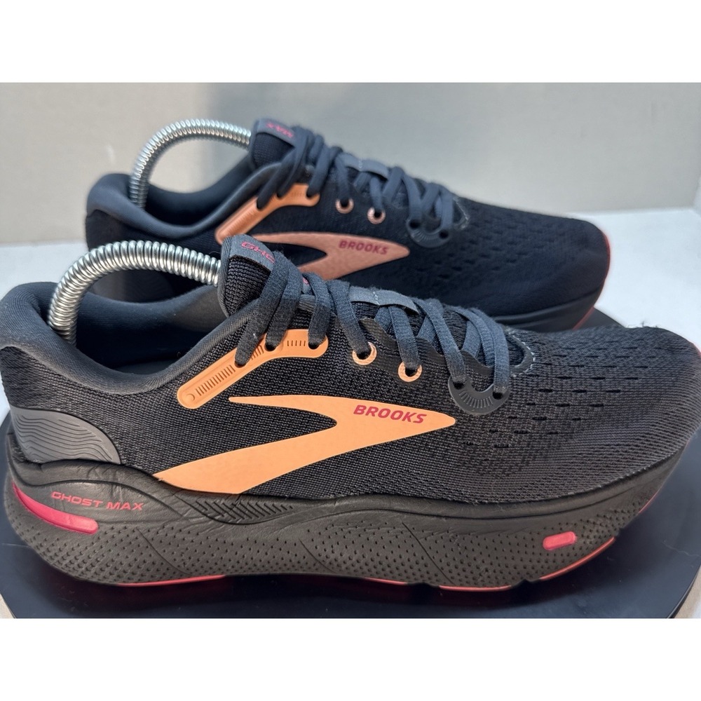 Brooks Ghost Max Womens Running Shoes Size 8.5 Black Papaya Raspberry 120395